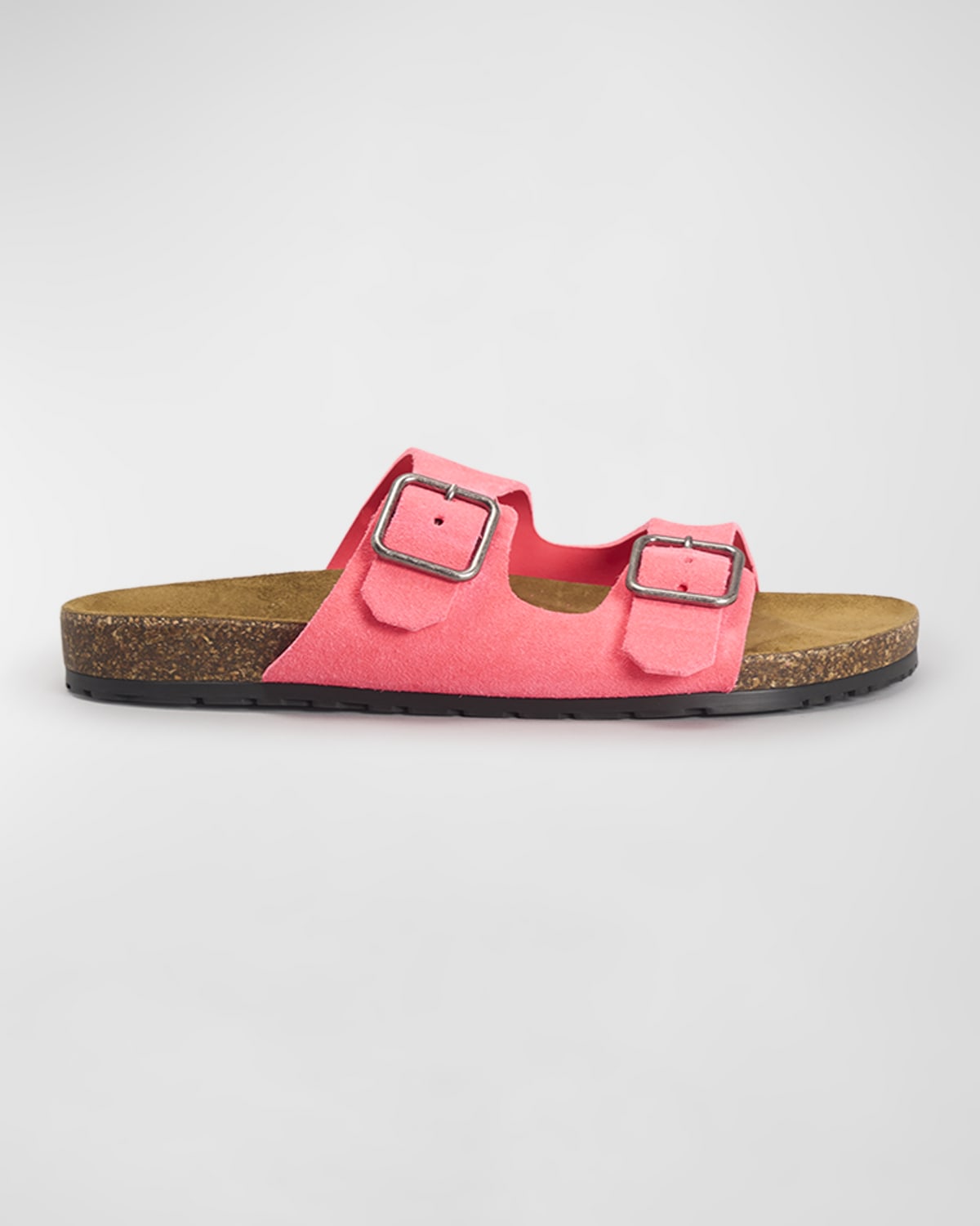 JSlides Bowie Nubuck Dual-Buckle Slide Sandals | Neiman Marcus