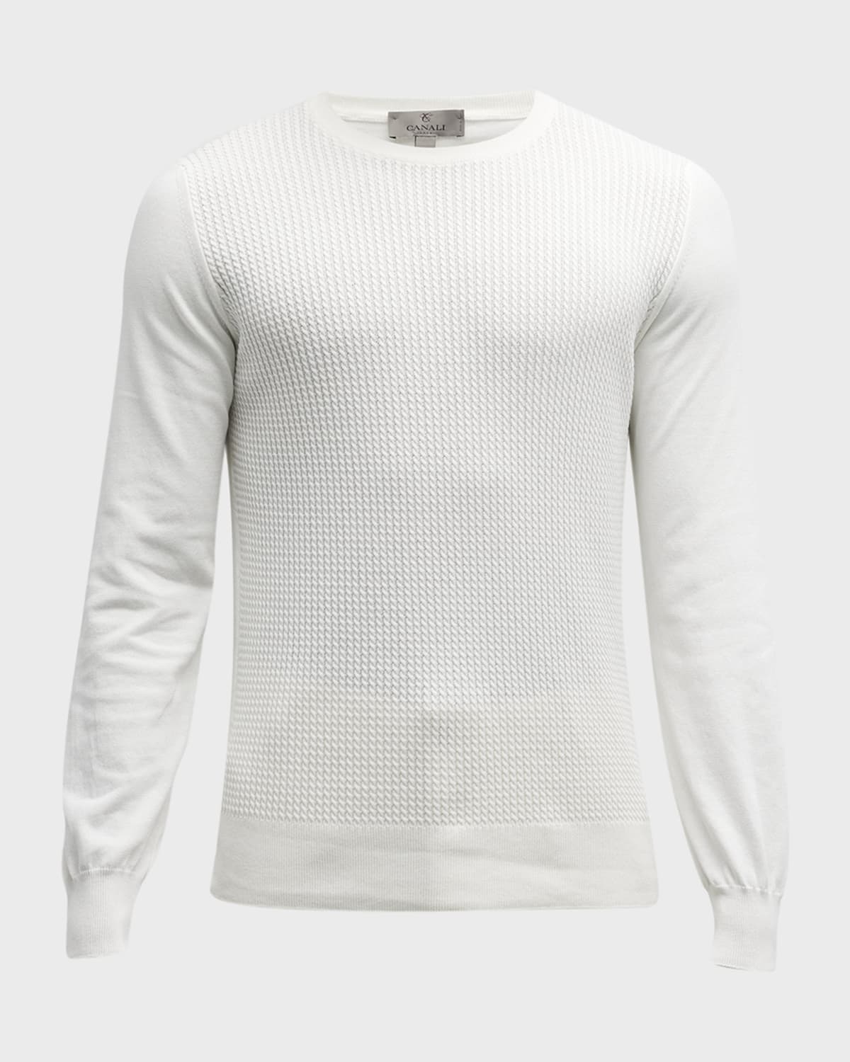 Isaia Men's LinenSilk Jacquard Crewneck Sweater Neiman Marcus