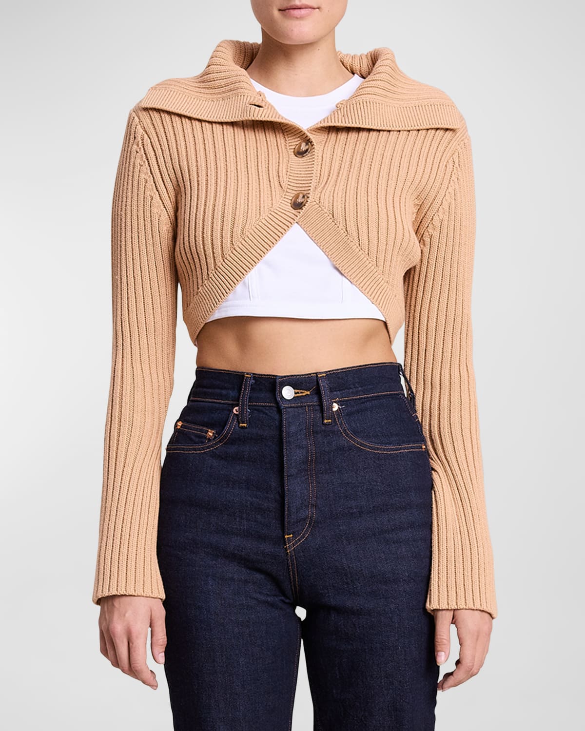 rib knit cropped cardigan