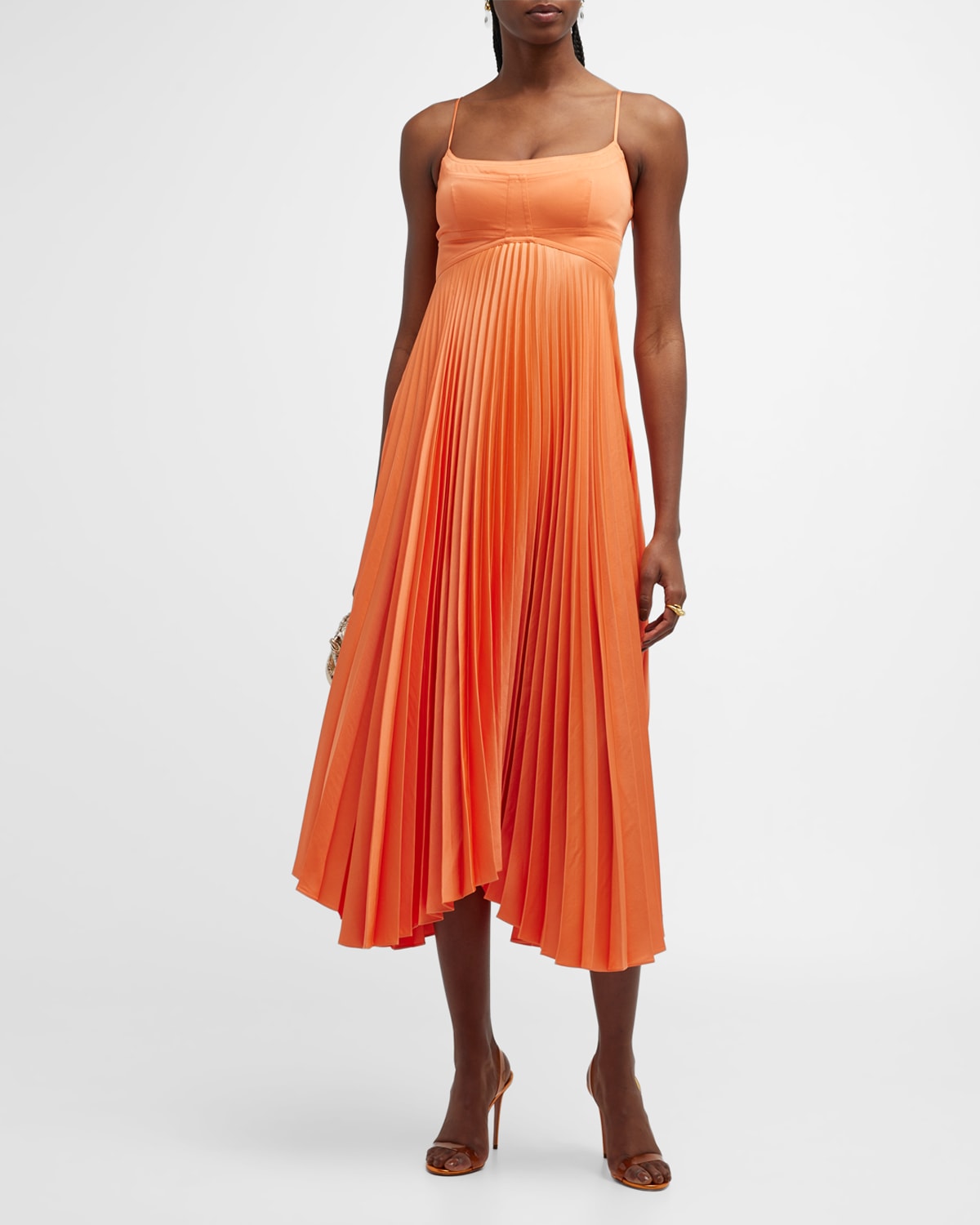 A.L.C. Angelina Pleated Midi Dress Neiman Marcus