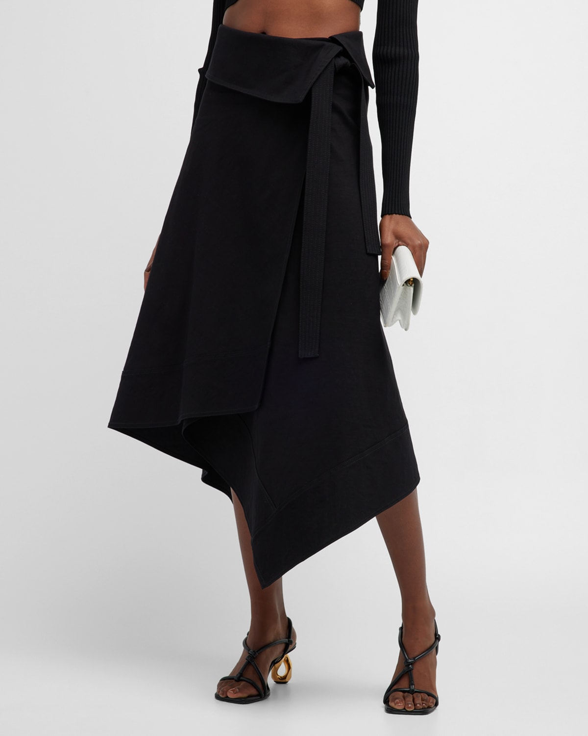 A.L.C. Wayland Belted Wool-Blend Handkerchief Midi Skirt | Neiman Marcus