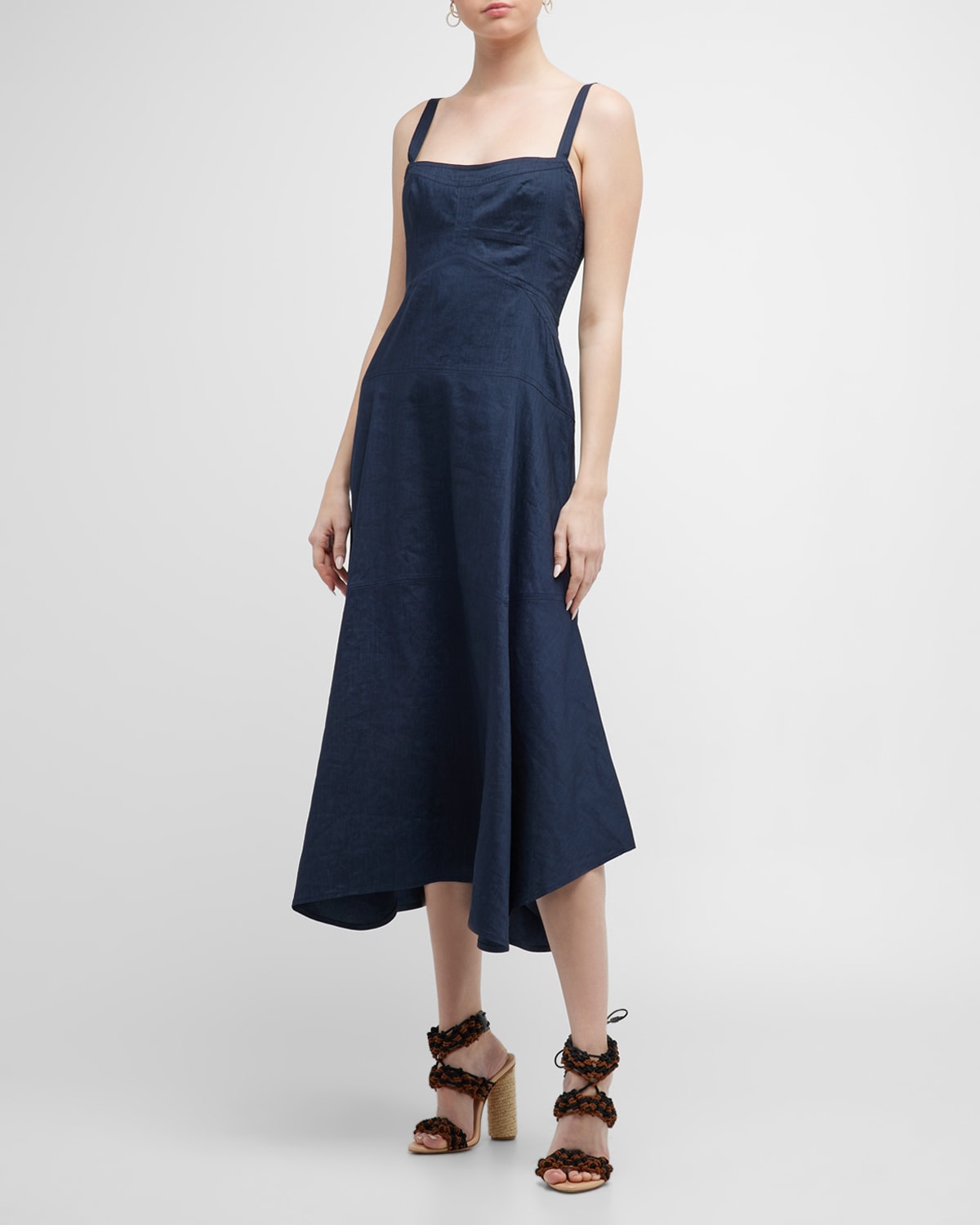 A.L.C. Navy Plaid Handkerchief Midi Skirt Neiman Marcus