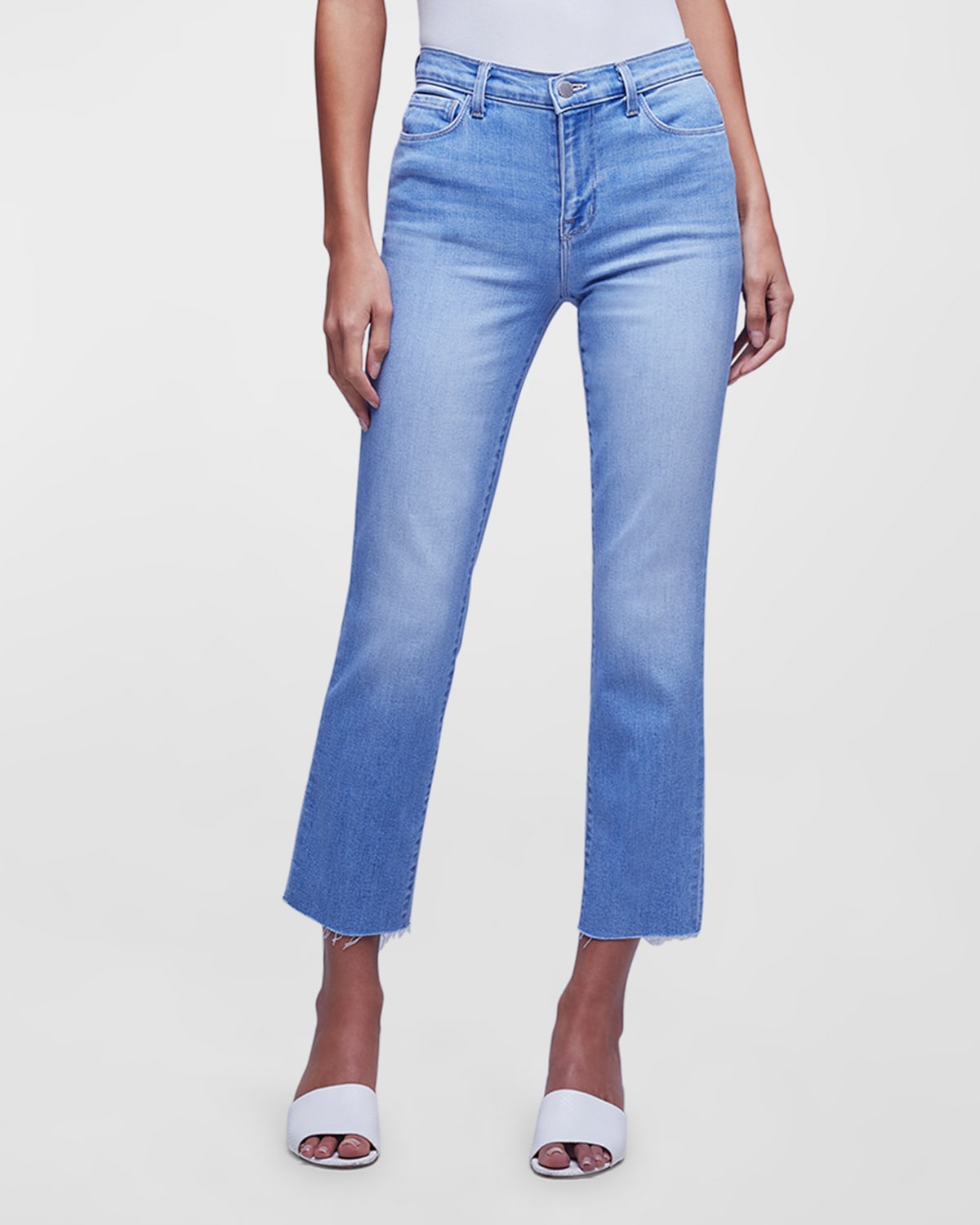 L'Agence Kendra High Rise Crop Flare Jeans | Neiman Marcus