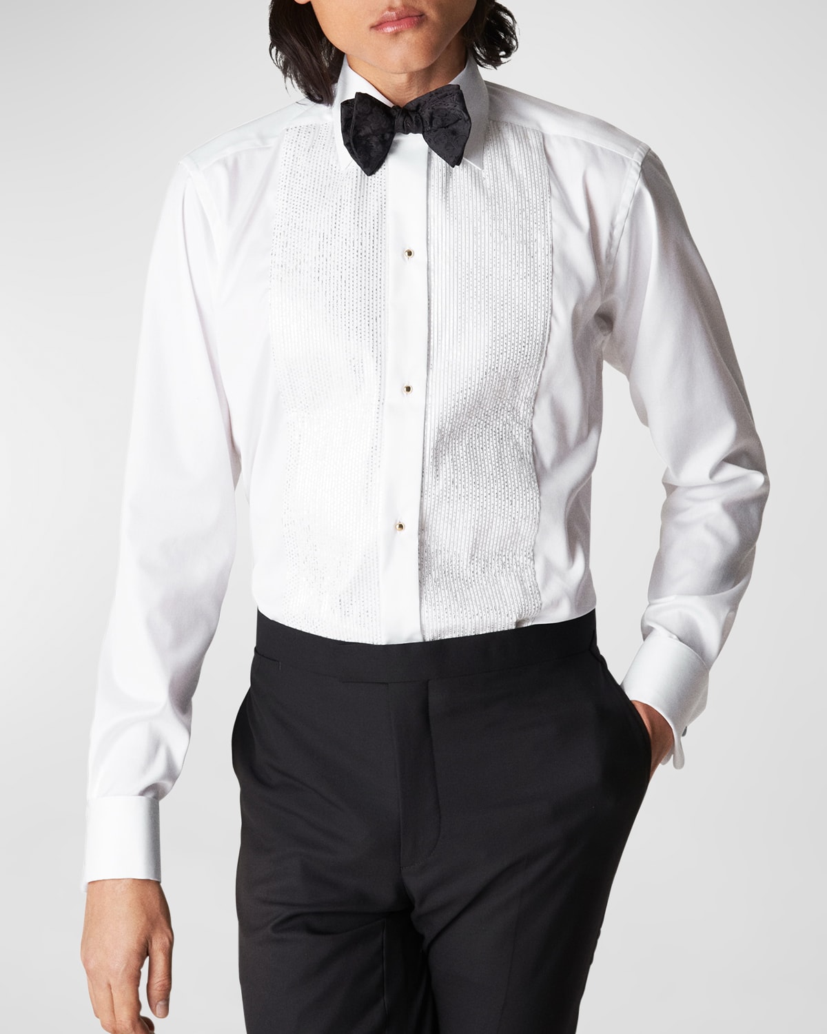 Eton Mens Slim Fit Plissé Lurex Dress Shirt Neiman Marcus