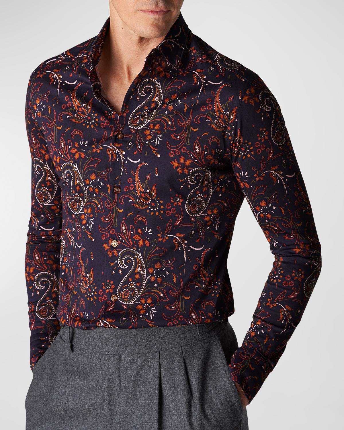 Eton Men's Contemporary Fit Jersey Polo with Paisley Details | Neiman ...
