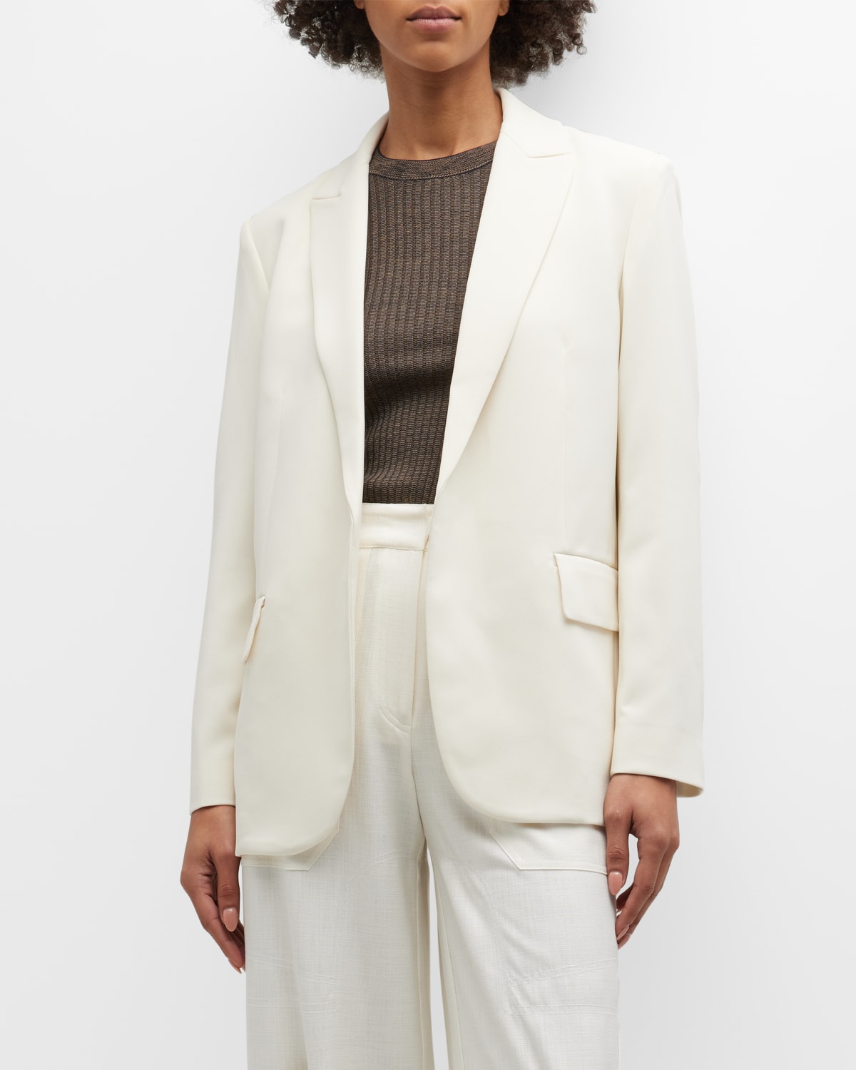 Theory Cropped Open-Front Tweed Jacket | Neiman Marcus