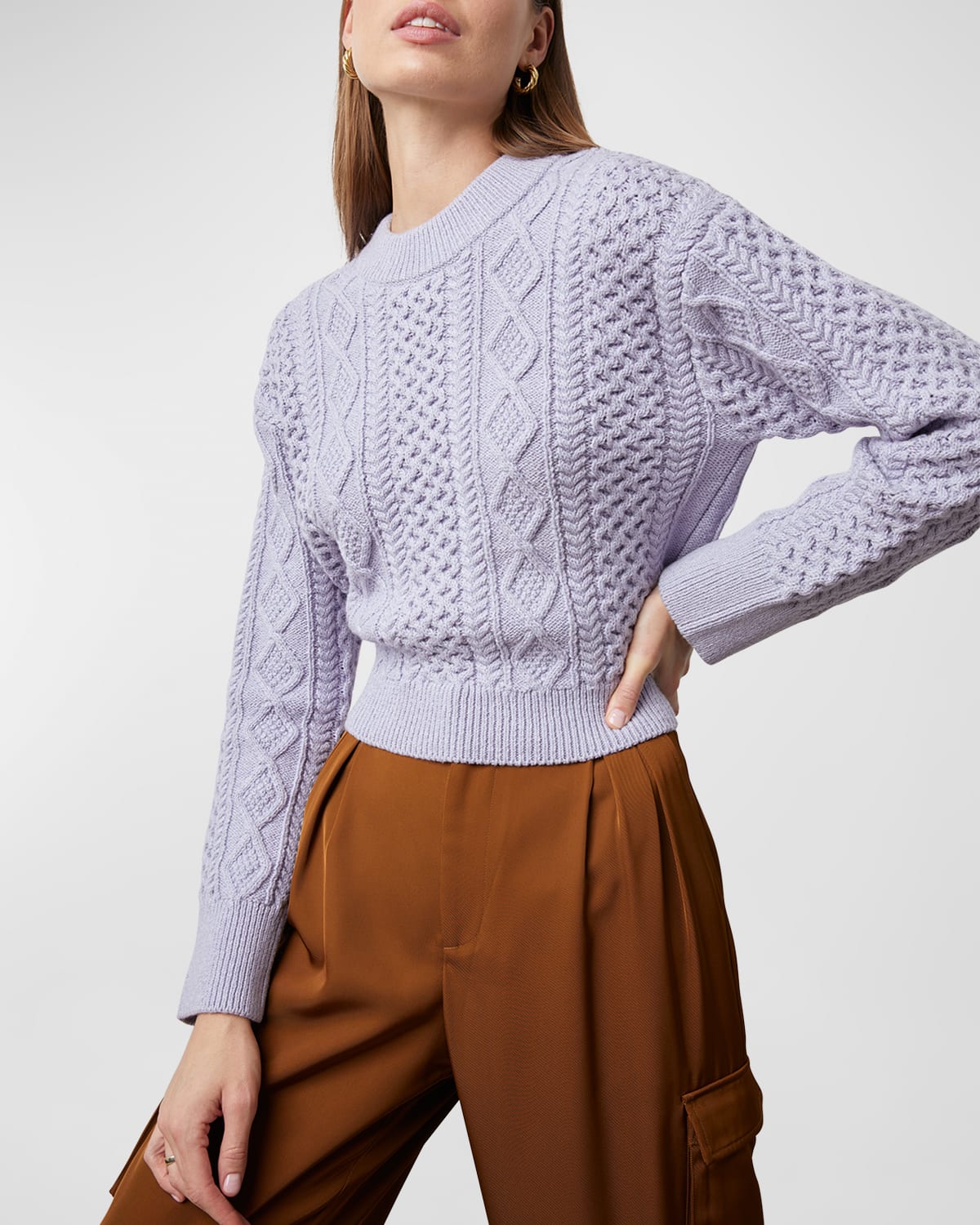 Blanc Noir Lurex Metallic CableKnit Sweater Neiman Marcus