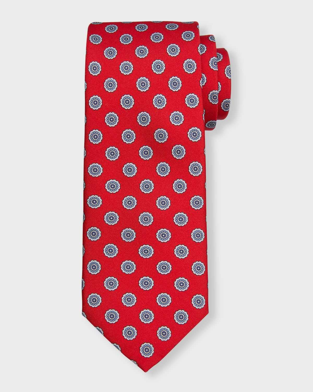 Eton Medallion Silk Tie In Red