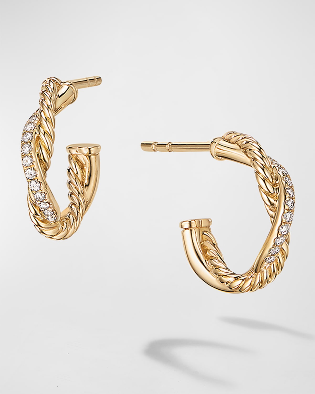 David Yurman Huggie Earrings with Diamonds in 18K Gold, 15mm | Neiman ...