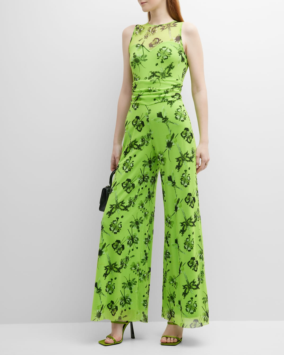 Fuzzi Strapless FloralPrint Tulle Jumpsuit Neiman Marcus