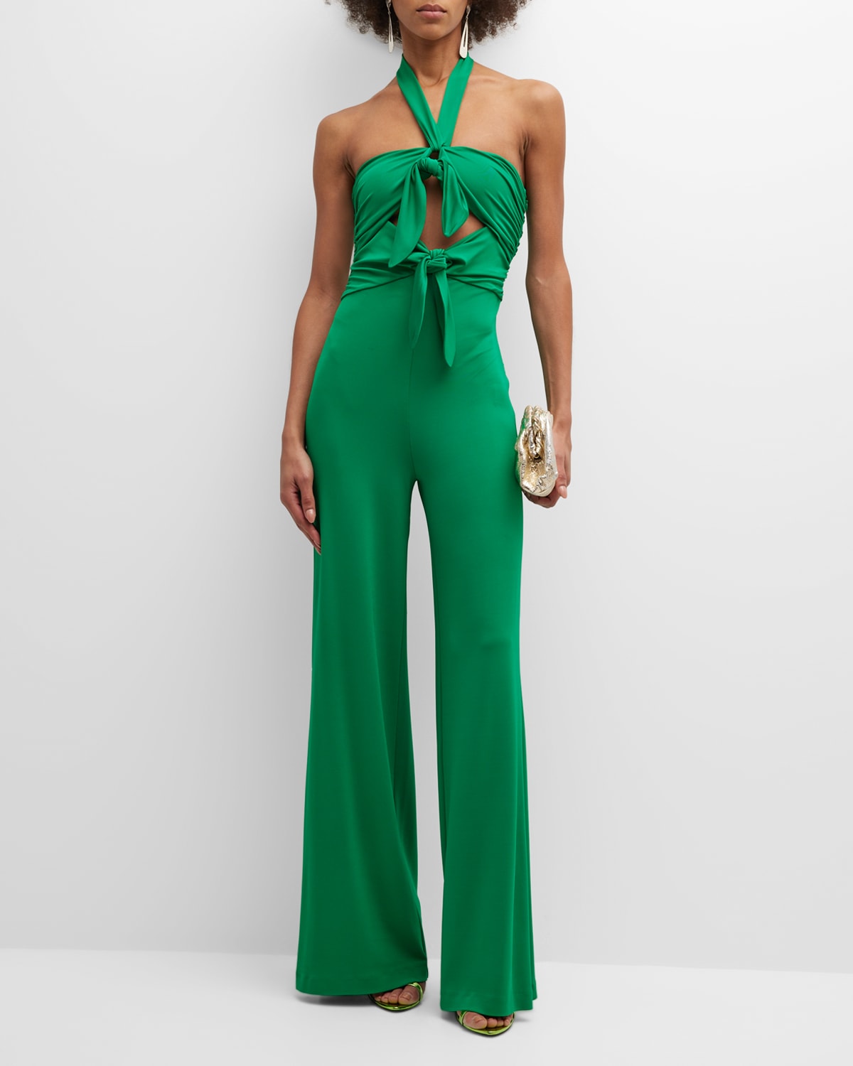 Johanna Ortiz Submerged CrossoverHalter WideLeg Jumpsuit Neiman Marcus