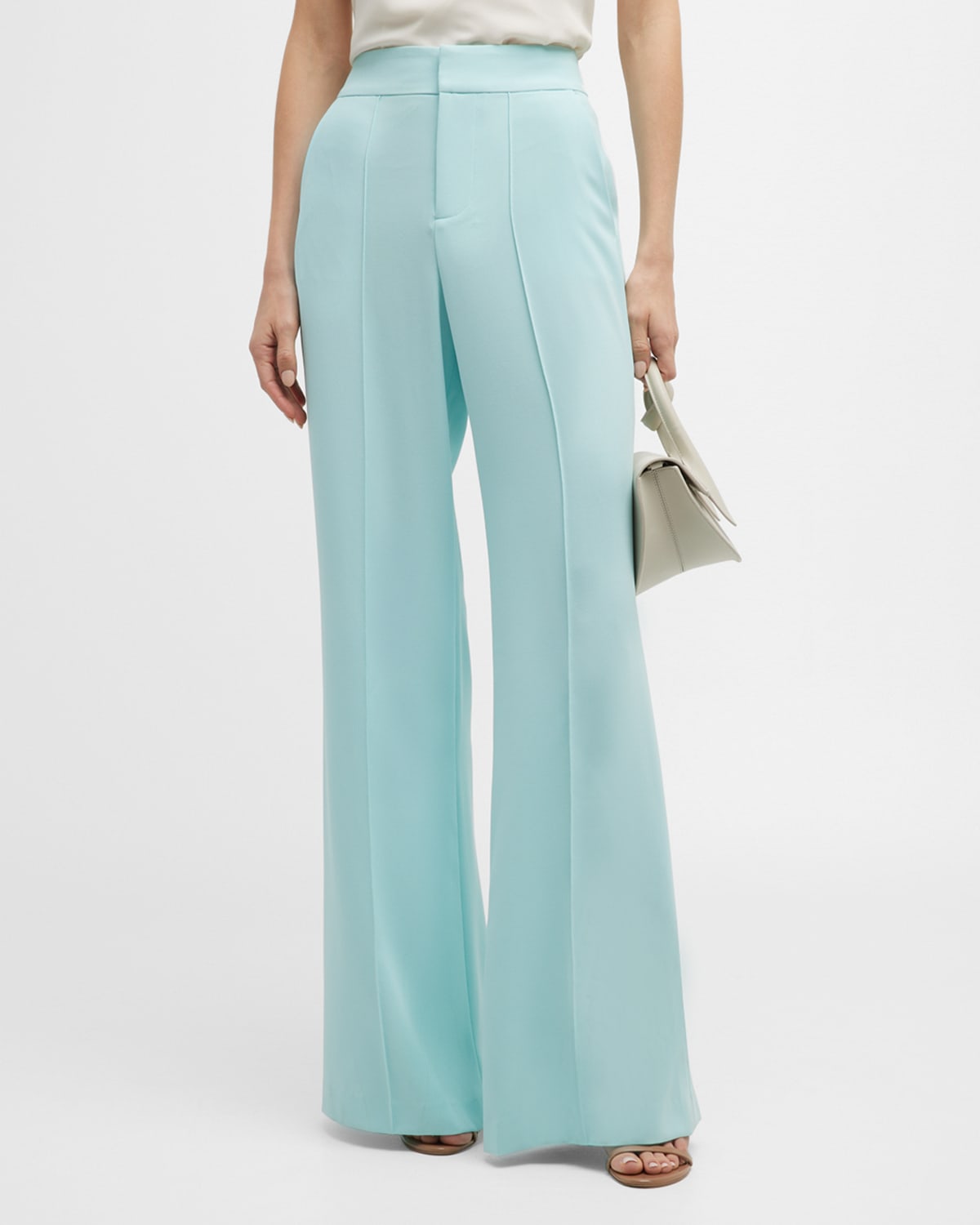 Alice + Olivia Dylan Satin High-Rise Wide-Leg Pants | Neiman Marcus