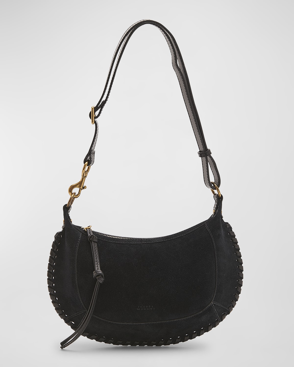 Isabel Marant Oskan Moon Grainy Leather Shoulder Bag | Neiman Marcus
