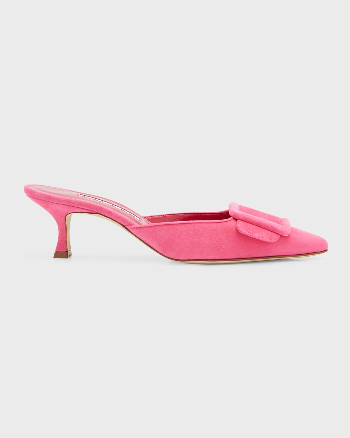 Manolo Blahnik Maysale Suede Buckle Ballerina Flats | Neiman Marcus