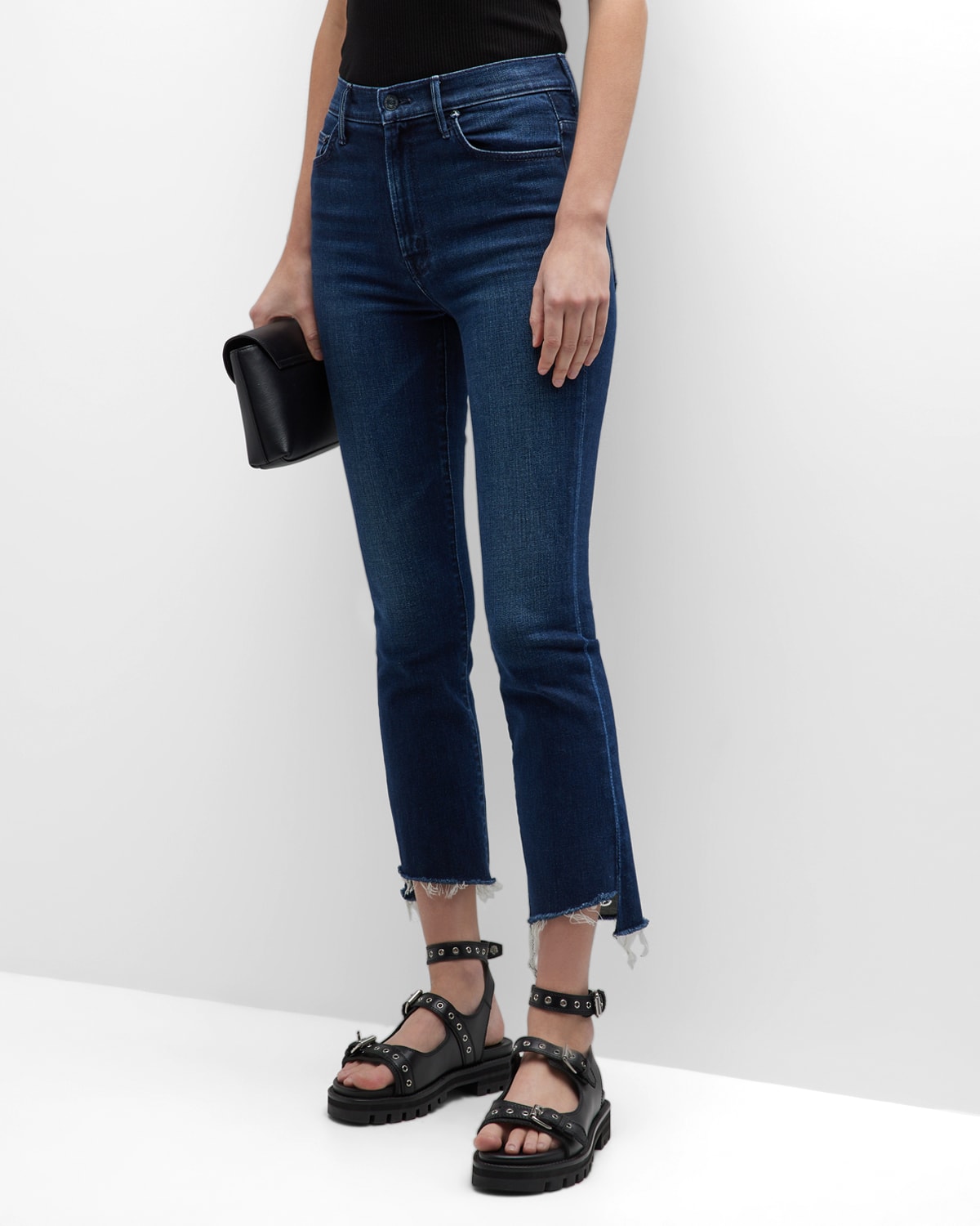 MOTHER Insider Crop Step Fray Jeans | Neiman Marcus