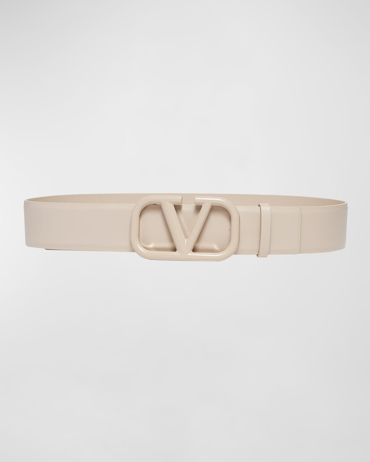 Valentino Garavani V-Logo 70mm Wide Box Leather Belt | Neiman Marcus