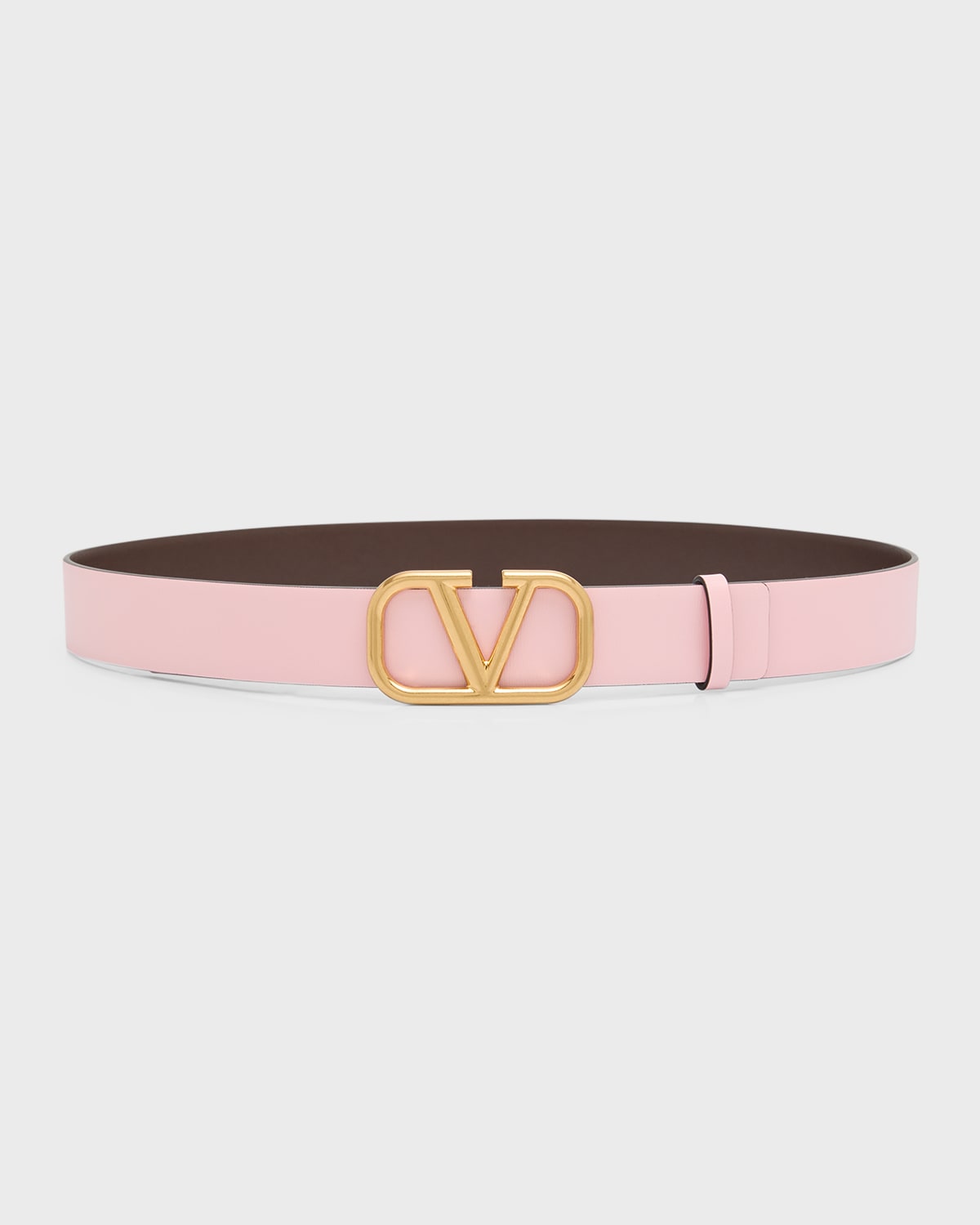 Valentino Garavani Lacquered V-Logo Leather Belt | Neiman Marcus