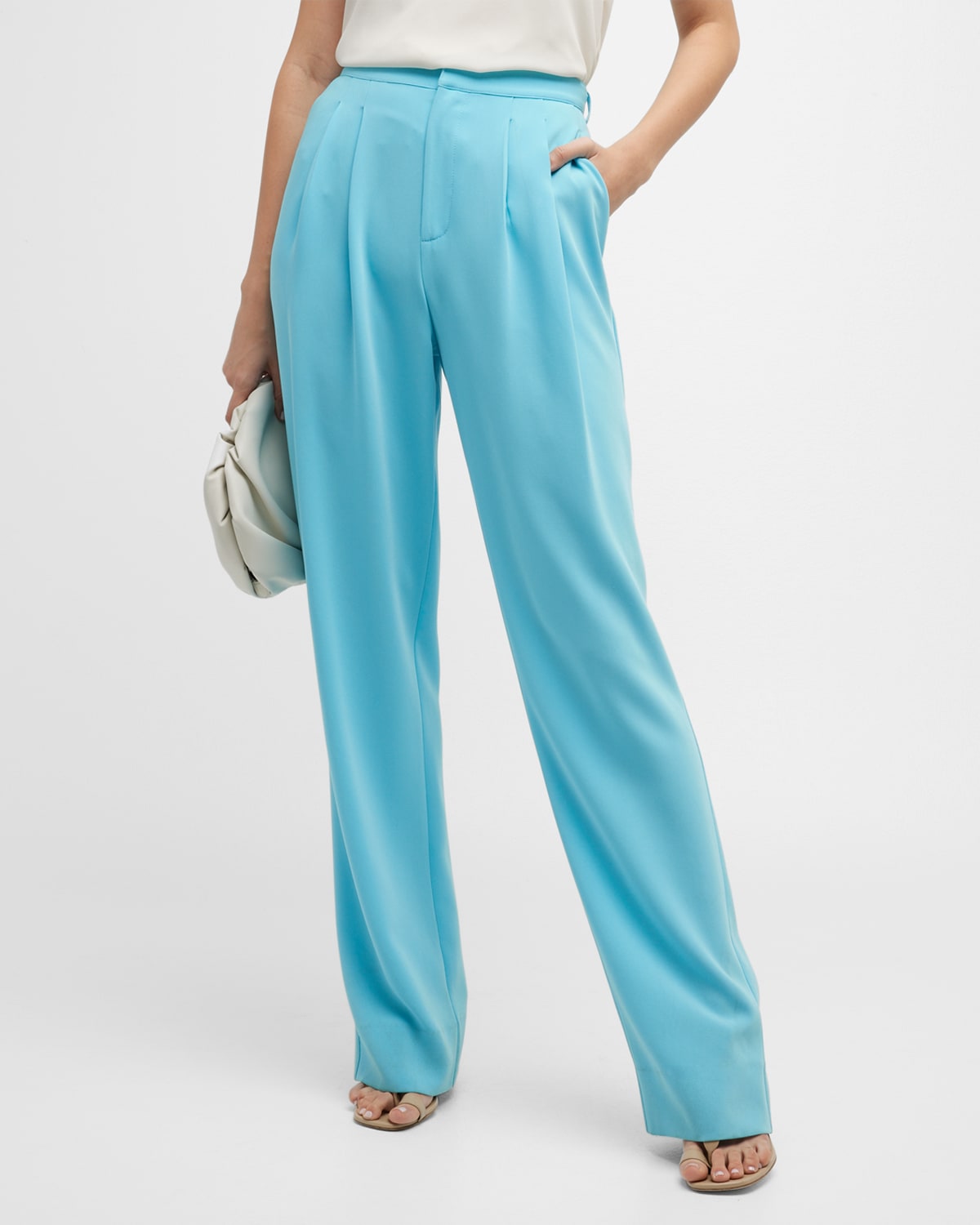 Cinq a Sept Brianne Pintuck Cropped Crepe Pants | Neiman Marcus