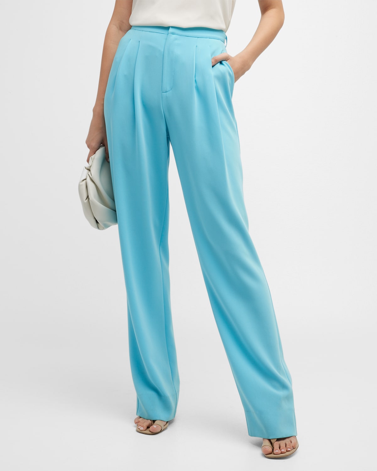 Cinq a Sept Francine Topstitched High-Rise Straight-Leg Pants | Neiman ...