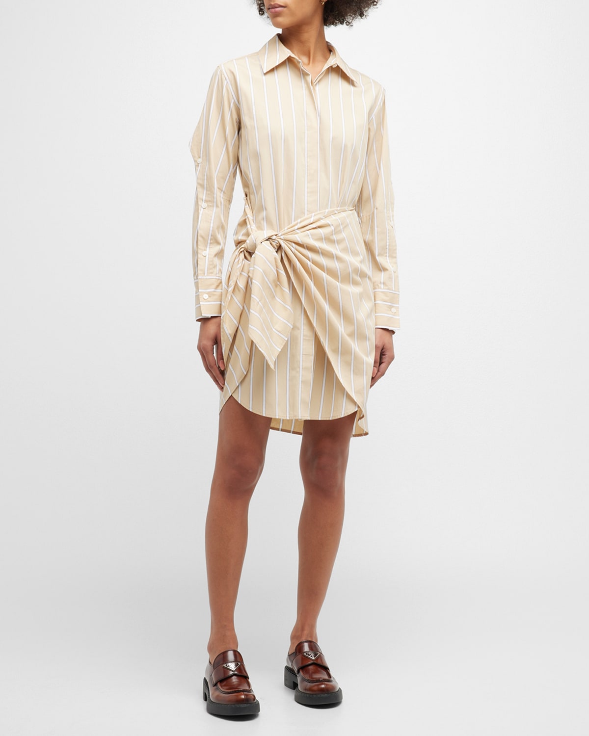 Derek Lam 10 Crosby Charlotte Tie-Waist Mini Shirtdress | Neiman Marcus