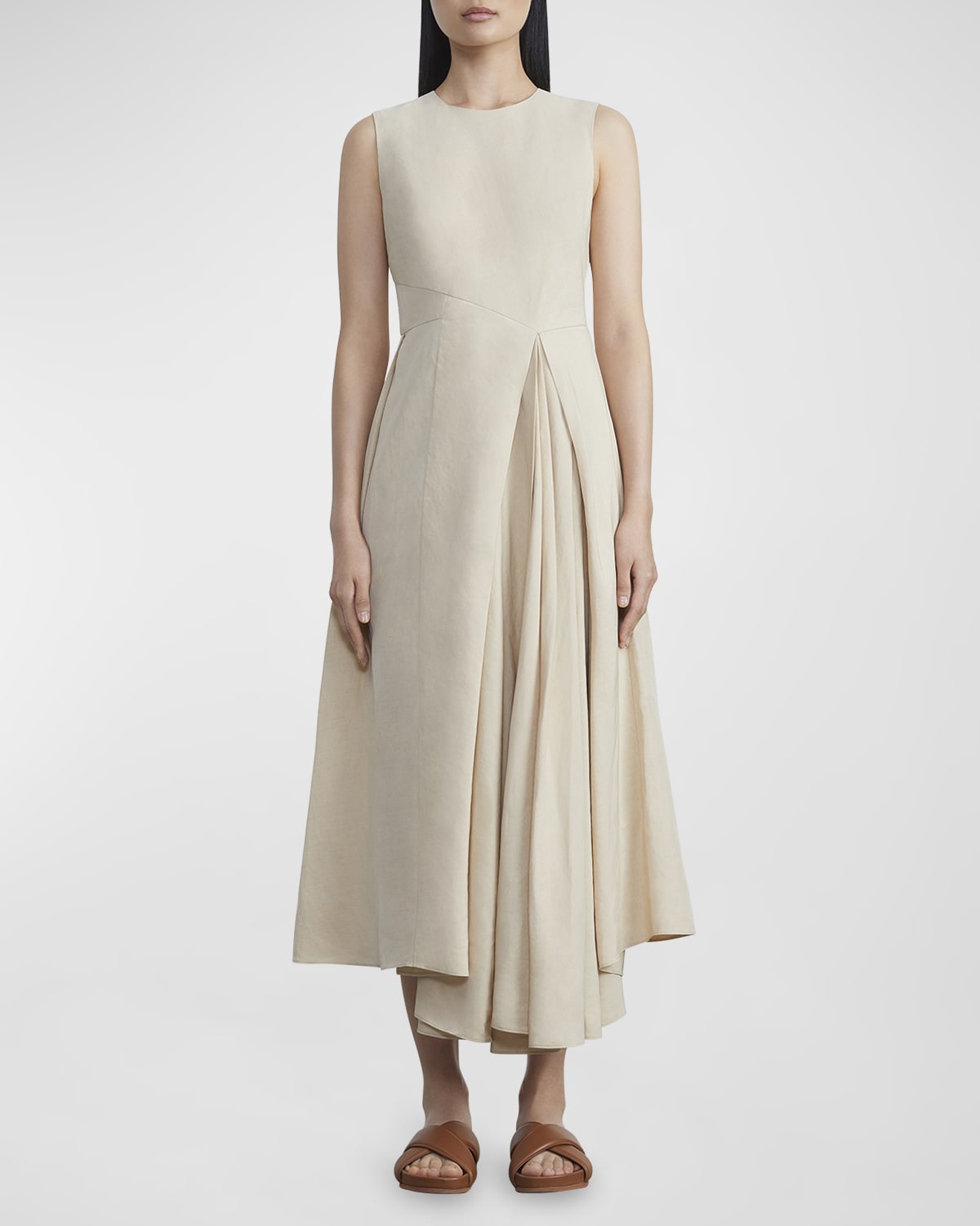 Lafayette 148 New York Two-Tone Pleated Midi Dress | Neiman Marcus