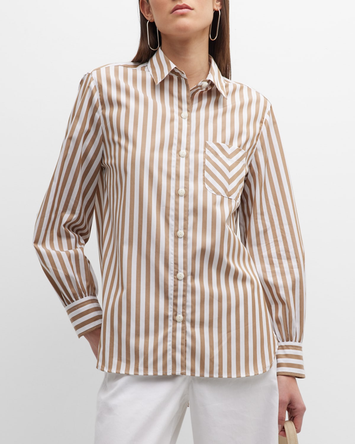 Rag & Bone Morgan Striped Button-Front Crop Shirt | Neiman Marcus