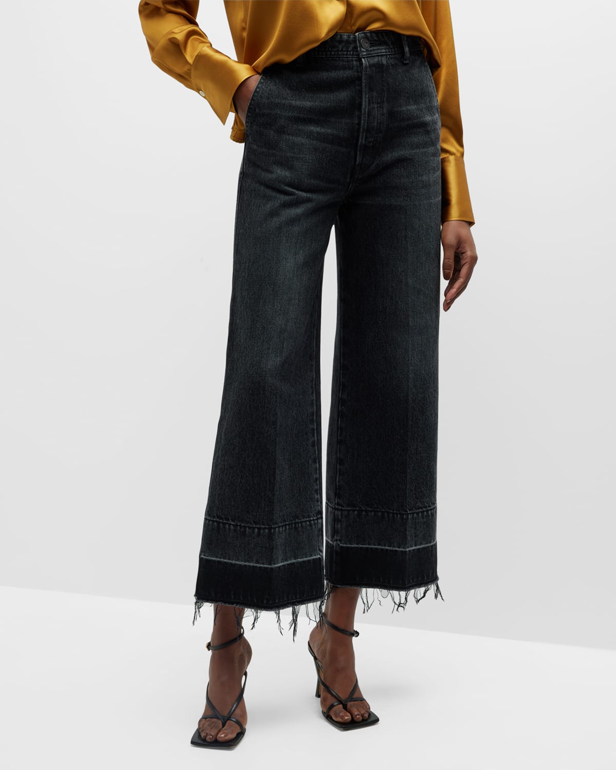 PAIGE Anessa Wide-Leg Cropped Jeans | Neiman Marcus