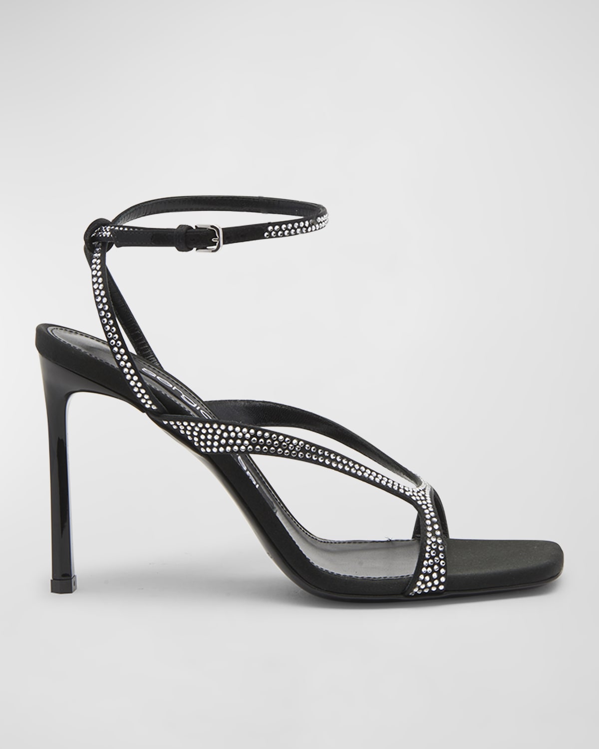 AREA x Sergio Rossi Sculptured Crystal Satin Ankle-Strap Sandals ...