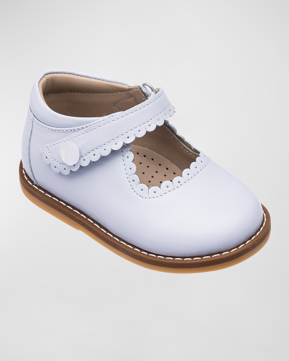 L'Amour Shoes Girl's Chloe Scalloped Leather Mary Jane, Baby/Toddler