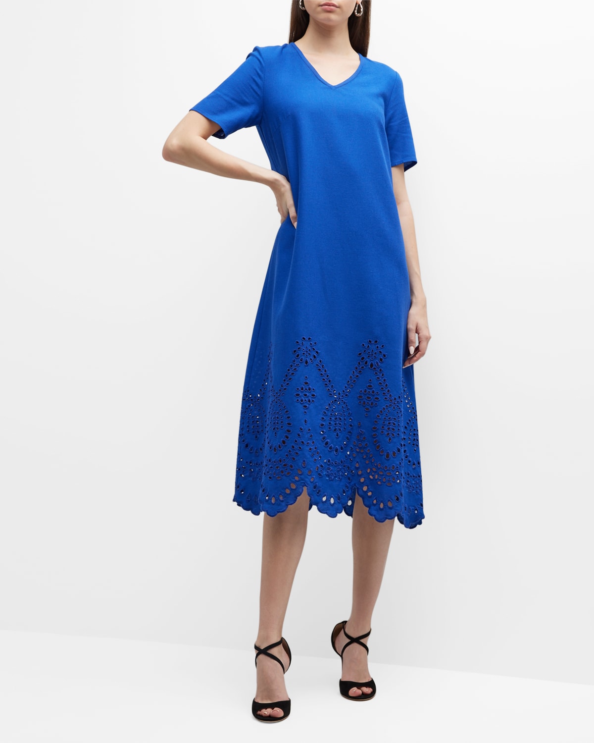 The Remy Eyelet Midi Dress-Red main image 1