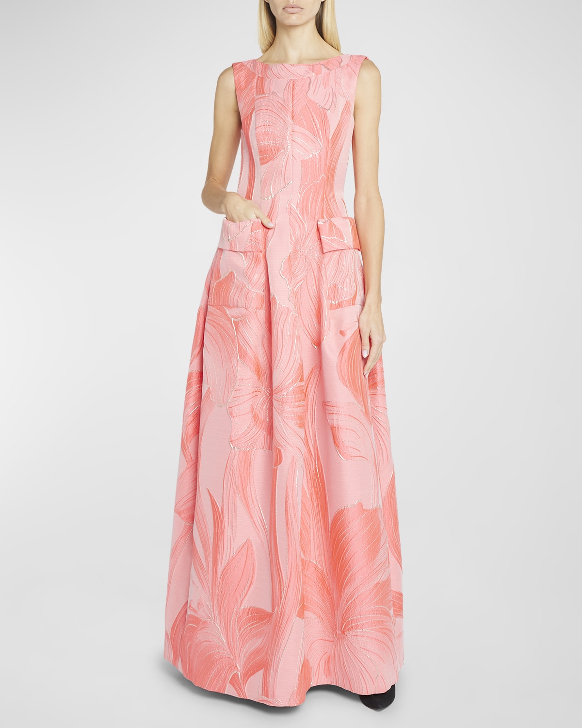 Talbot Runhof Poiret Rose Jacquard Gown | Neiman Marcus