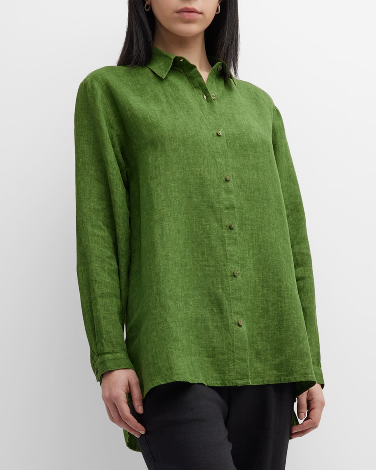 Eileen Fisher Sleeveless ButtonDown Linen Shirt Neiman Marcus