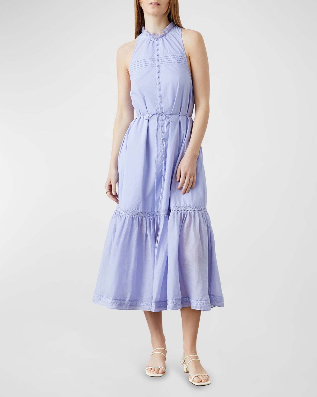 JOSLIN Amelia Sleeveless Poplin Wrap Midi Dress | Neiman Marcus