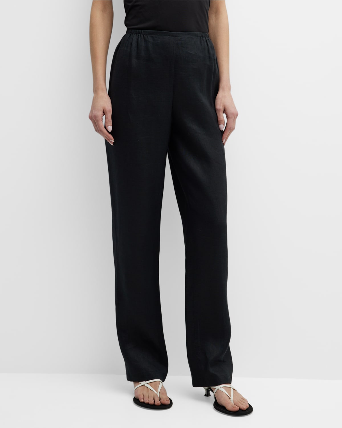 Caroline Rose Plus Plus Size Straight-Leg Tissue Linen Pants | Neiman ...