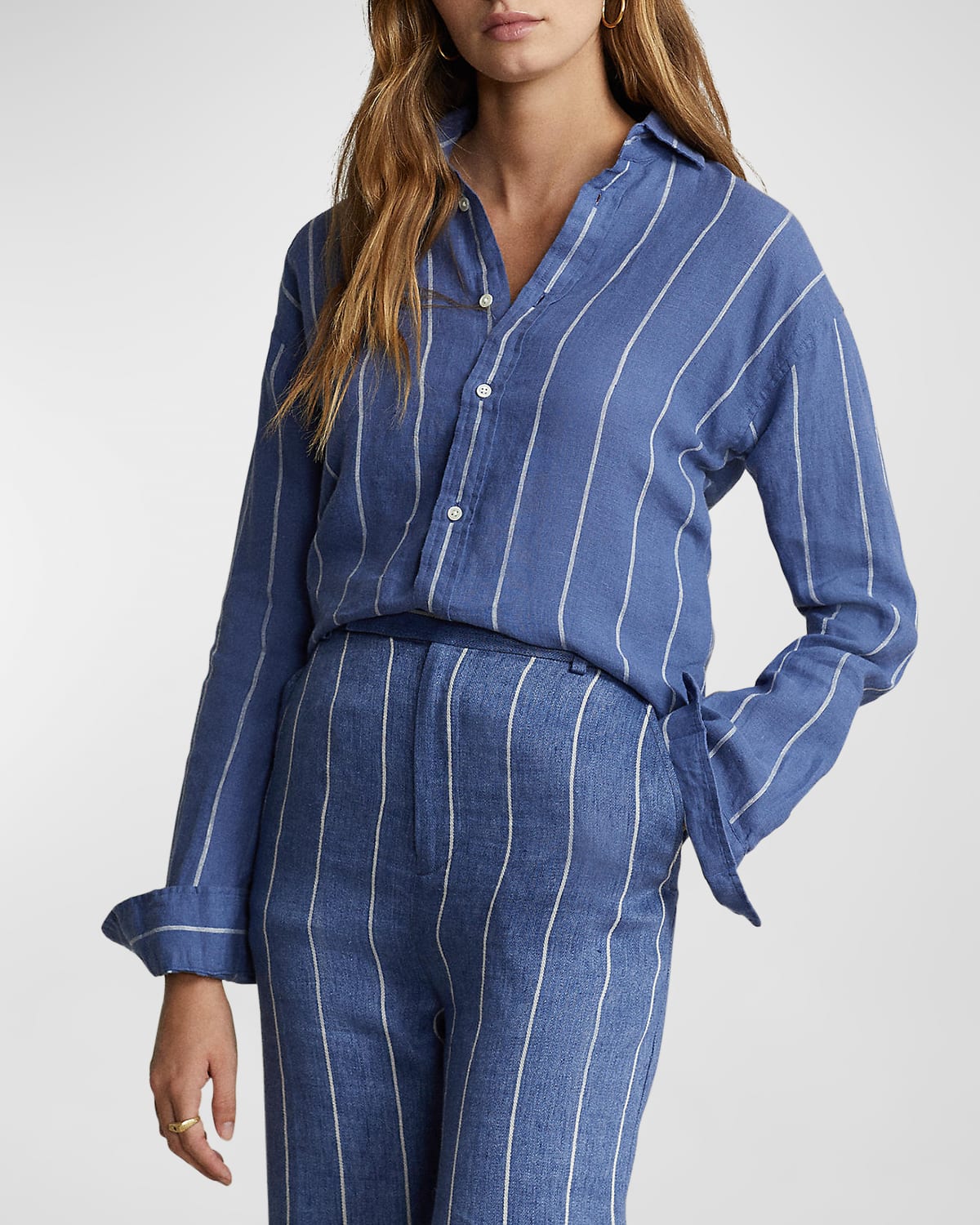 Polo Ralph Lauren RelaxedFit Striped Linen Shirt Neiman Marcus