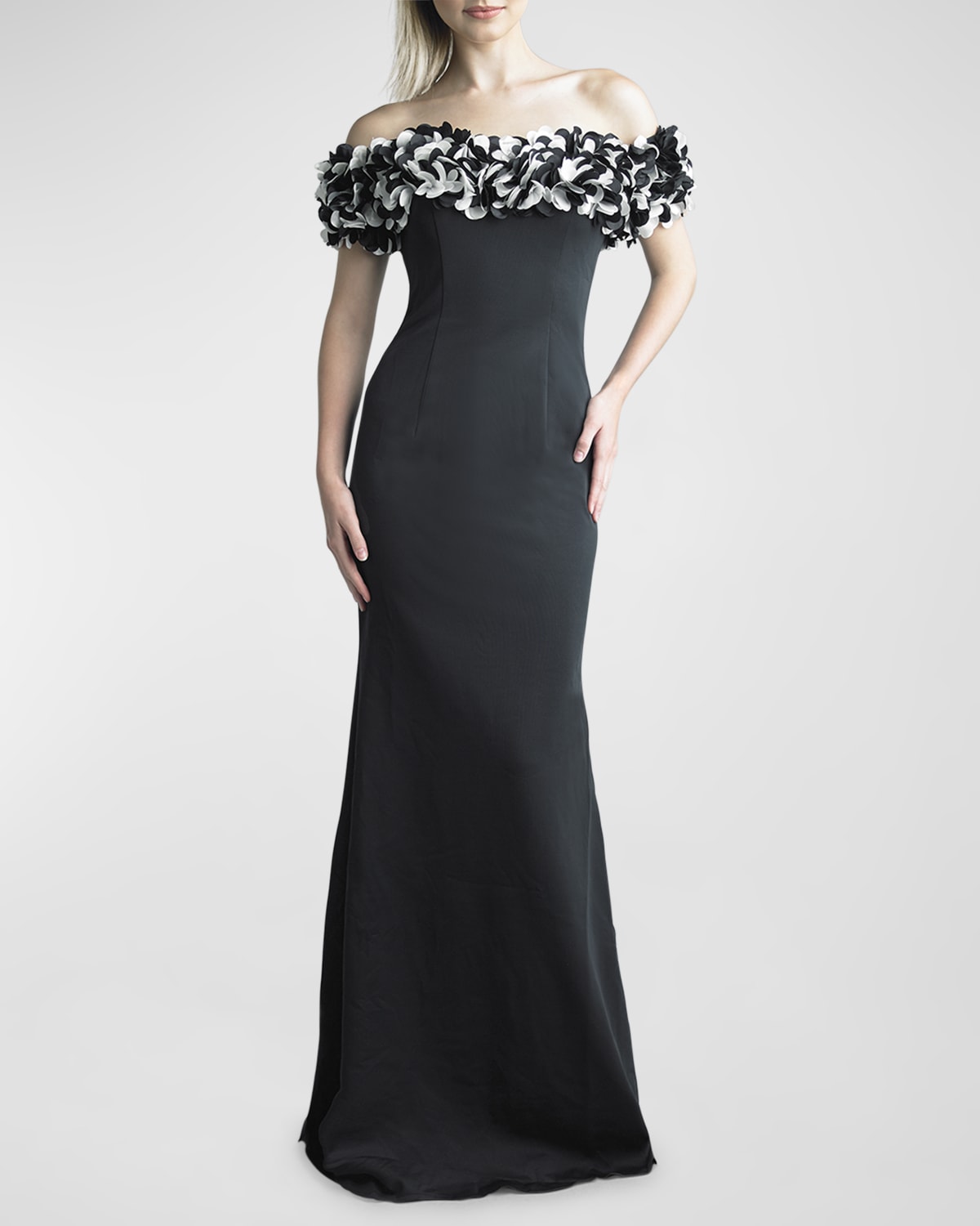 Zac Posen Two-Tone Off-Shoulder Gown | Neiman Marcus