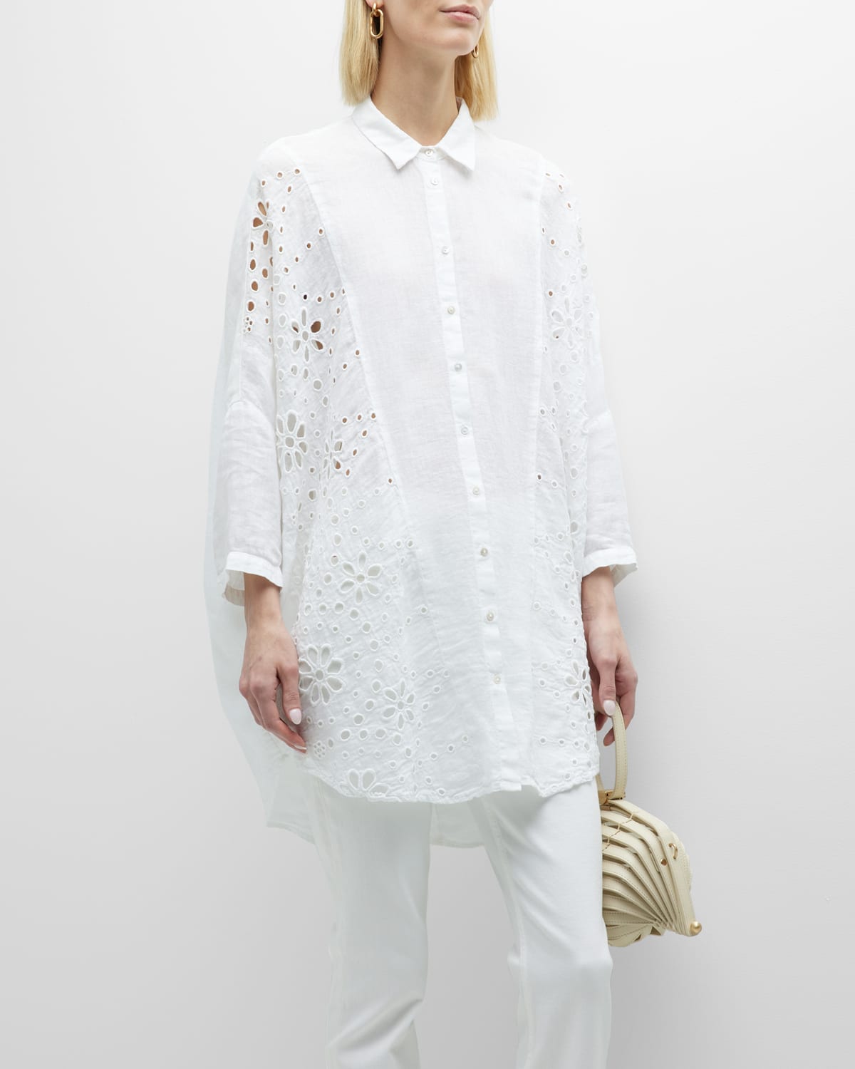 Style Yellow Oversized Print Linen Shirt Tops Bracelet Sleeve AP1076 main image 0