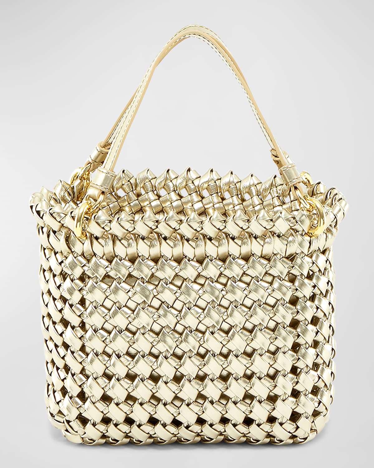 Tory Burch Mini T MonogramEmbossed Metallic TopHandle Bag Neiman Marcus