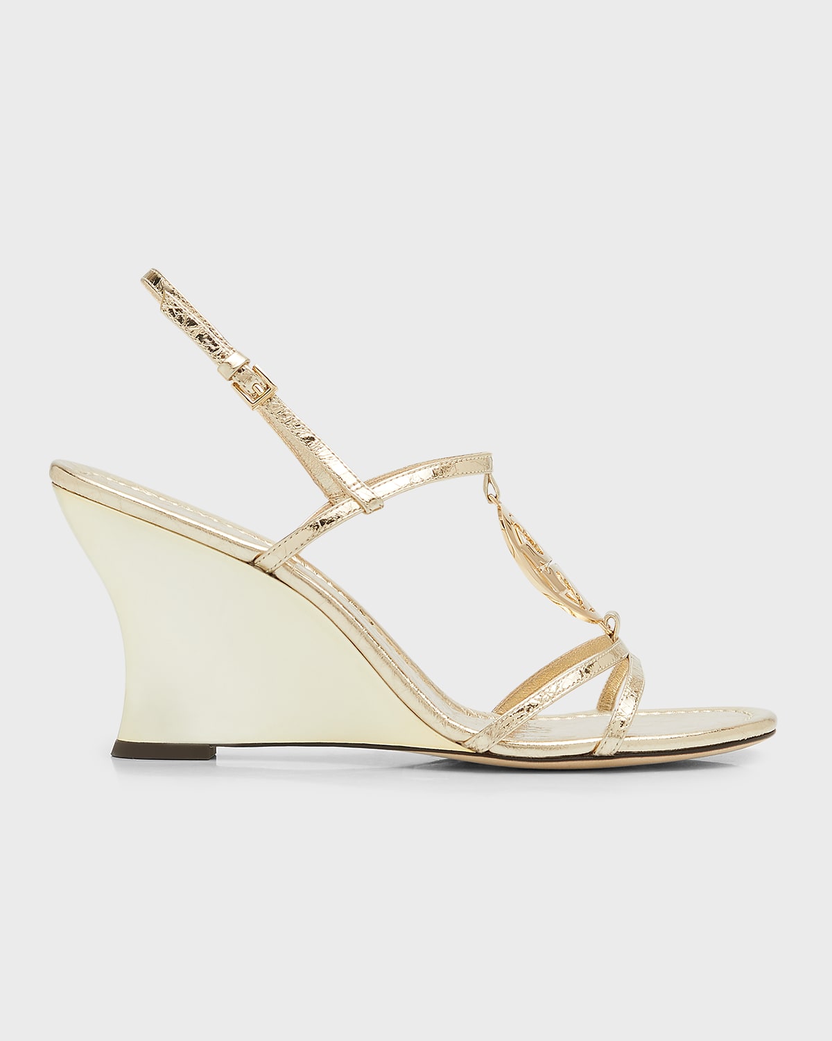 Tory Burch Capri Miller Metallic Wedge Sandals | Neiman Marcus