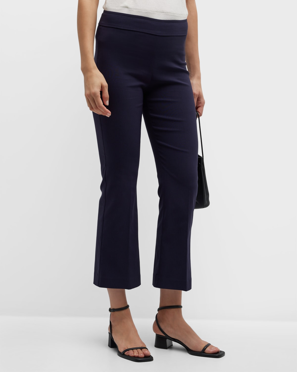 Tory Burch Cropped Pintuck Flare Pants | Neiman Marcus