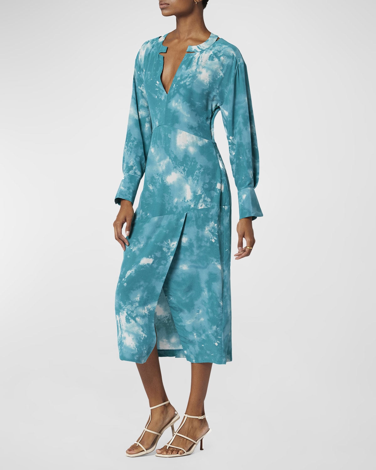 KYLENE ABSTRACT PRINT MIDI DRESS