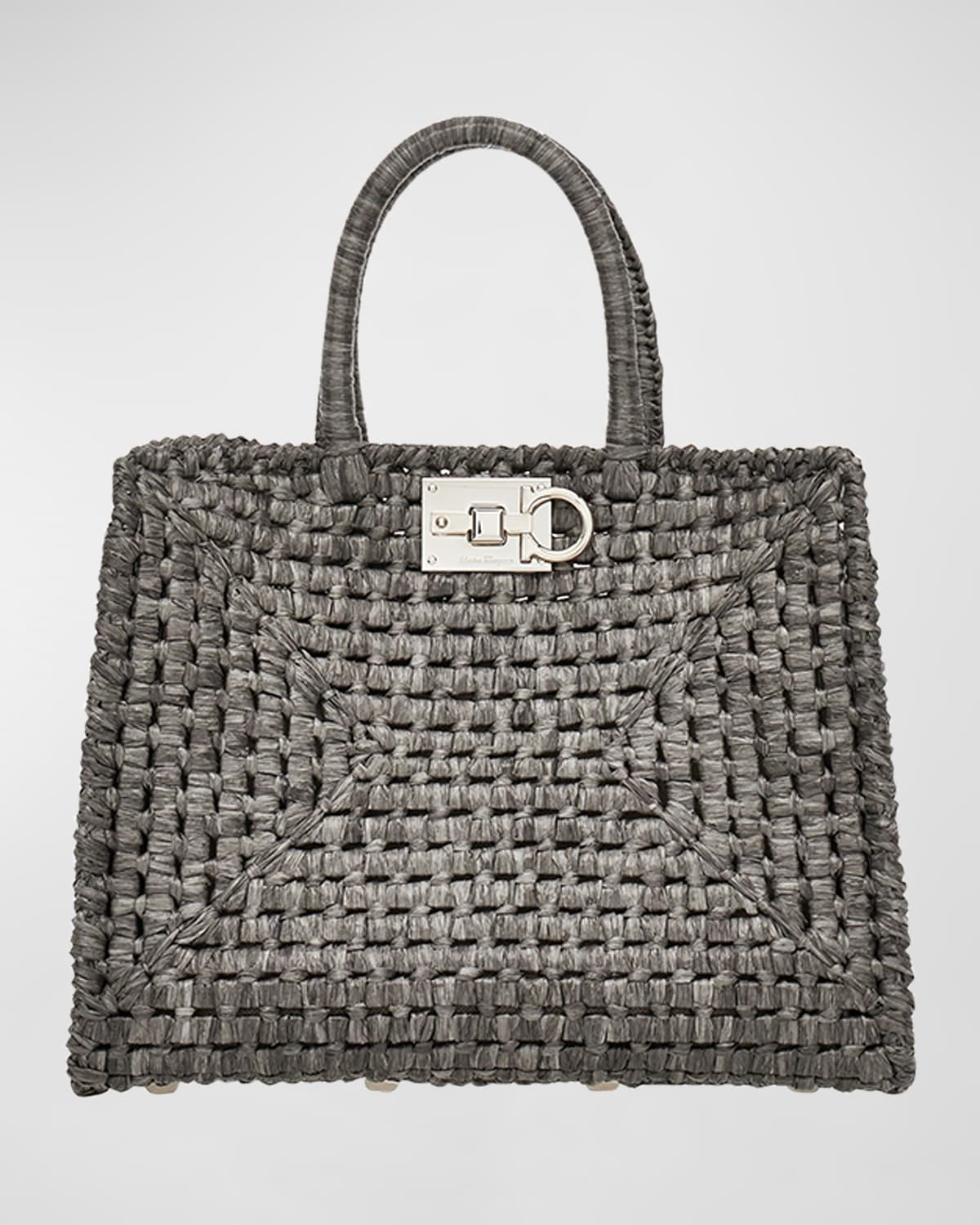 Ferragamo The Studio Raffia Basket TopHandle Bag Neiman Marcus