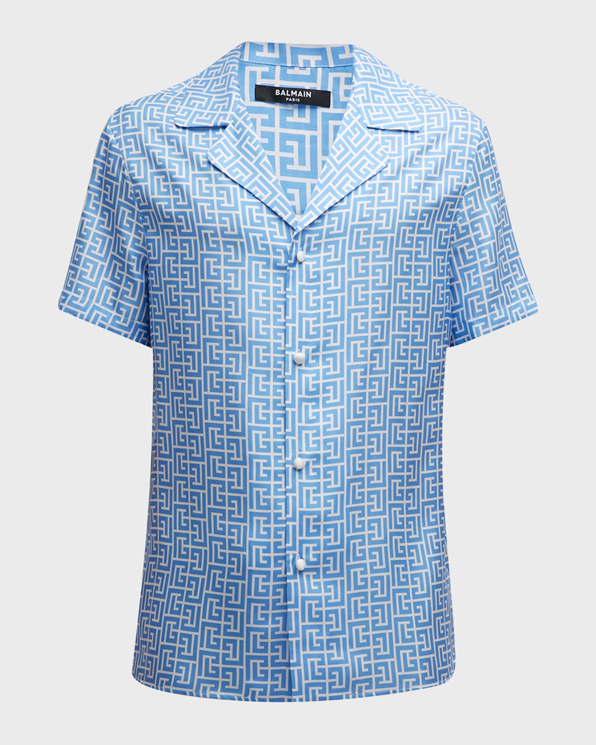 Balmain Men's Macro Monogram Pajama Shirt Neiman Marcus