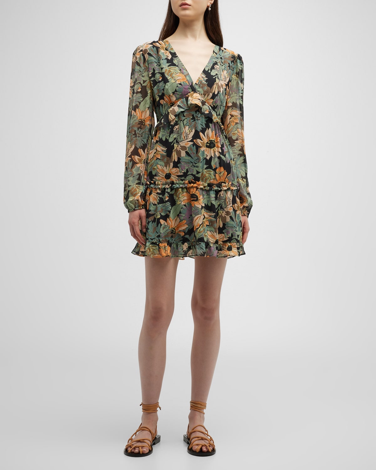 PAIGE Paradis Ruffle Tiered Mini Dress | Neiman Marcus