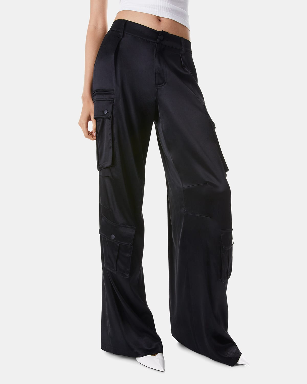 Alice + Olivia Pompey HighWaisted Satin Pants Neiman Marcus