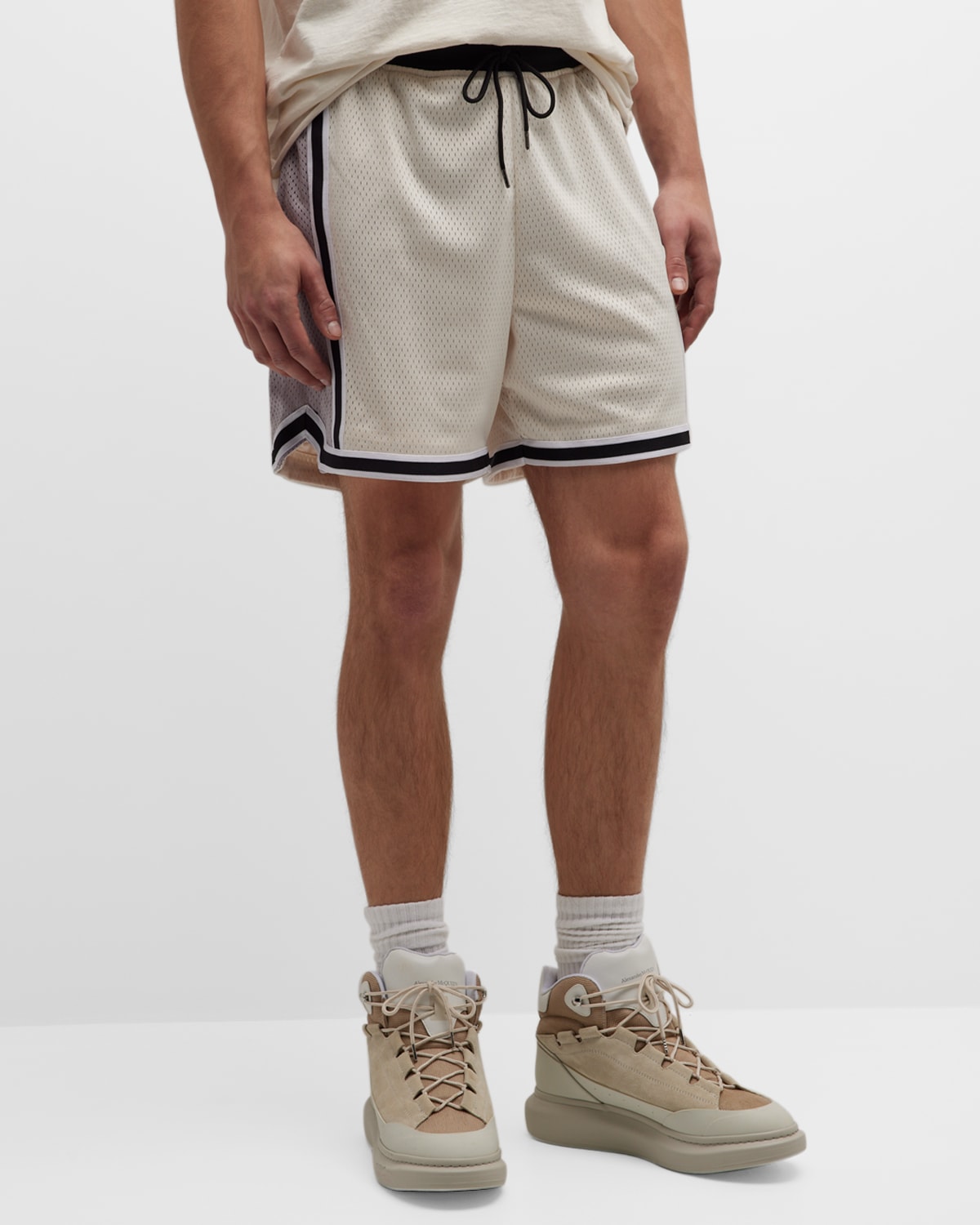 John Elliott Men's Graphic Mesh Practice Shorts Neiman Marcus
