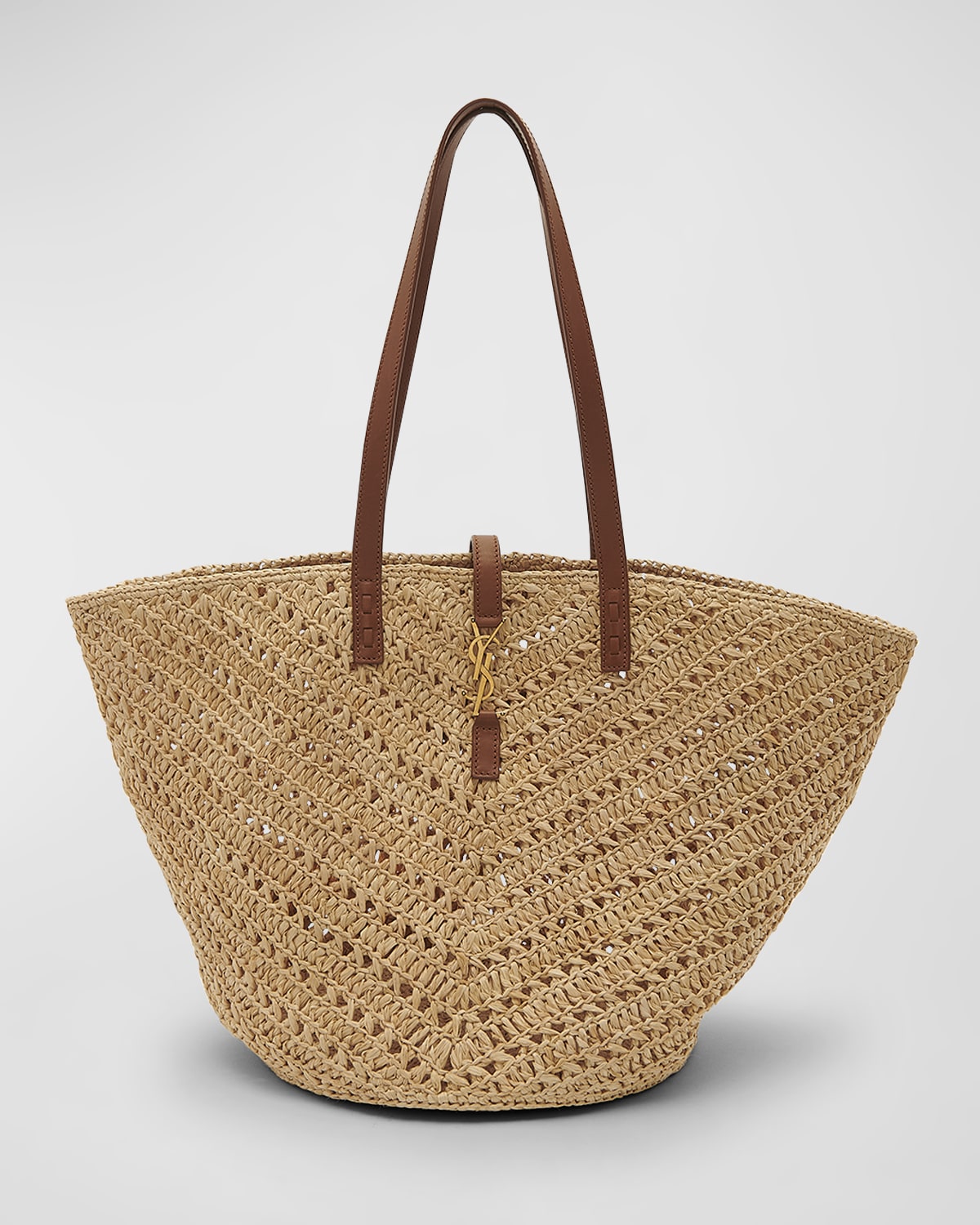 Saint Laurent Panier Medium Raffia YSL Tote Bag | Neiman Marcus