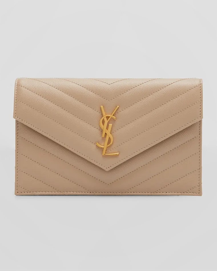 Saint Laurent Small YSL Envelope Flap Wallet on Chain | Neiman Marcus