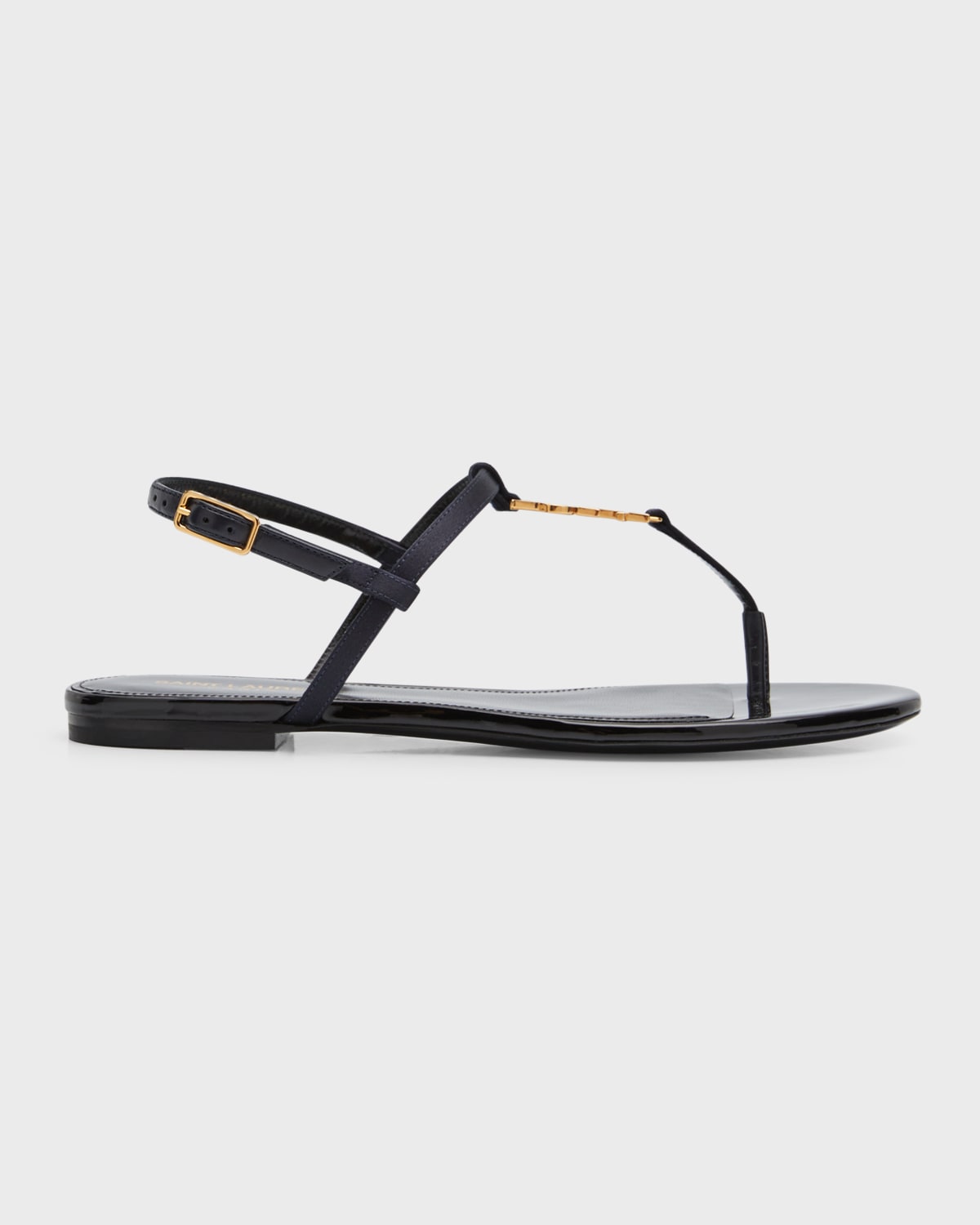 Saint Laurent Cassandra YSL Strass Medallion Flat Sandals Neiman Marcus