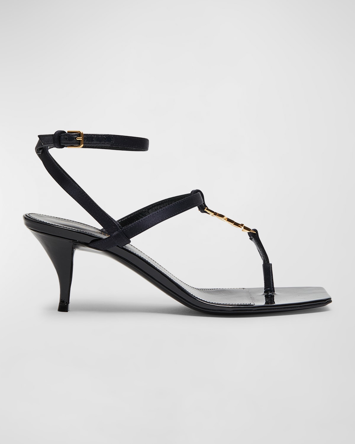 Saint Laurent Cassandra YSL Strass Medallion Flat Sandals Neiman Marcus